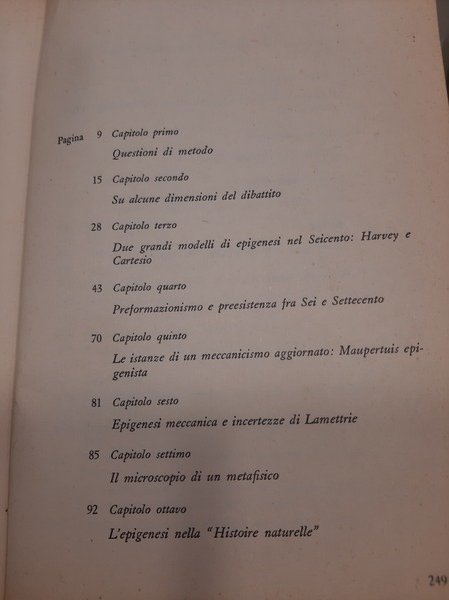 IL MICROSCOPIO E LE METAFISICHE. EPIGENESI E PREESISTENZA DA CARTESIO A KANT. MILANO, FELTRINELLI, 1967. PRIMA EDIZIONE.