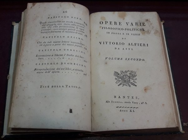 Opere varie filosofico .- politiche in prosa ed in versi …