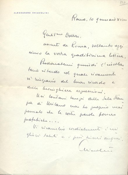 Alessandro Chiavolini (1889 - 1958). Redattore del Popolo d'Italia. Segretario …