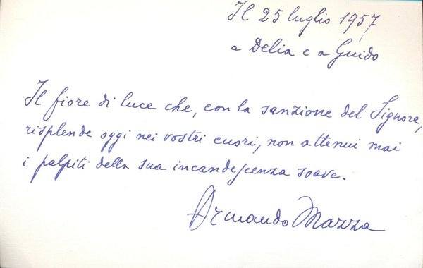 Armando Mazza. Scrittore futurista. Cartoncino manoscritto e firmato.