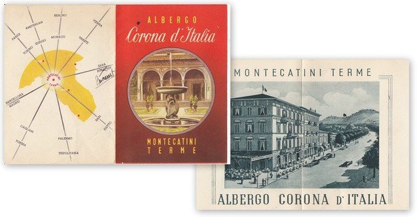 Albergo Corona d'Italia. Montecatini Terme. Depliant pubblicitario.