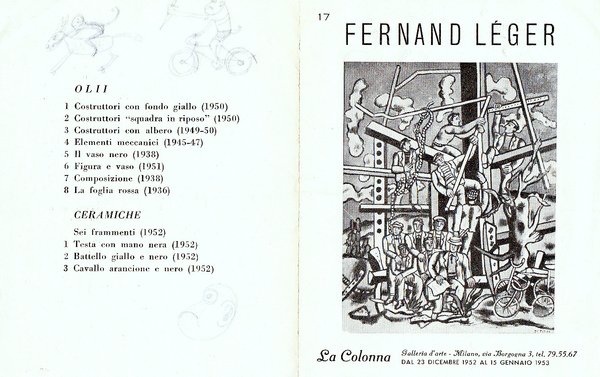 Fernand Leger. La Colonna Milano 23 dicembre 1952 15 gennaio …