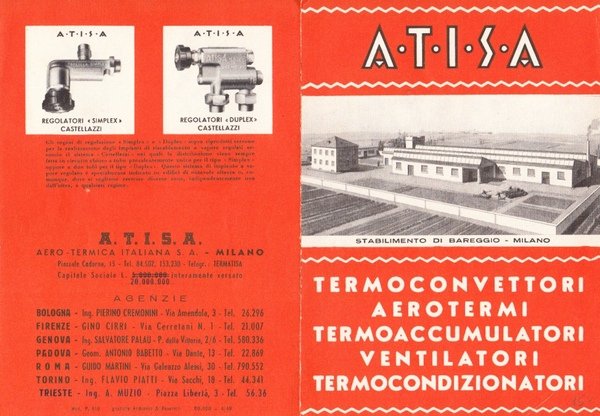 ATISA. A.T.I.S.A. Aero - termica italiana S.A. Milano. Termoconvettori, aerotermi, …