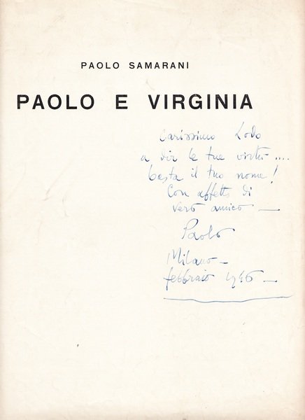 Paolo Samarani. Paolo e Virginia. Sette poemetti da musicare. Regia …