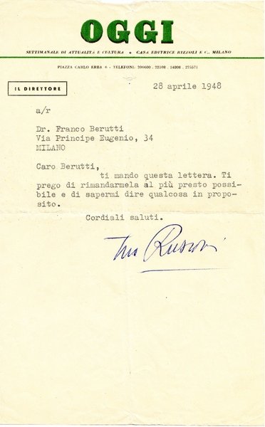 Edilio Rusconi. (Milano, 1916 – 1996). Editore, giornalista, scrittore e …