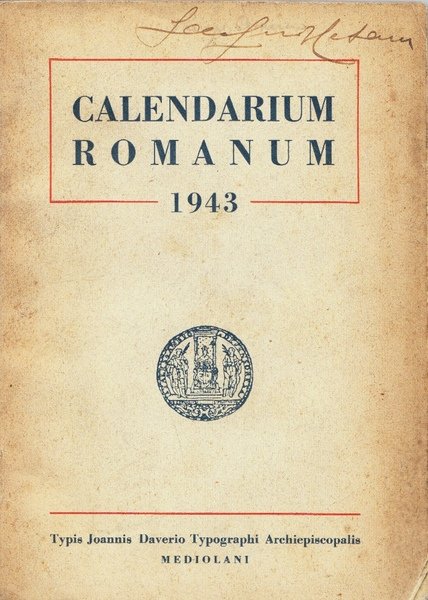 Calendarium Romanum 1943. Calendario Romano 1943.