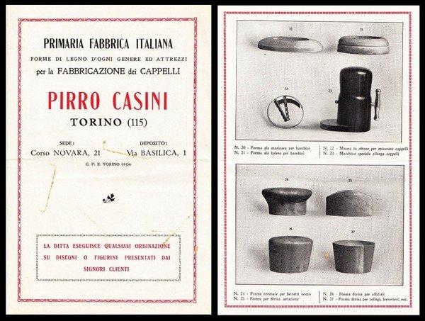 Pirro Casini Torino. Forme di legno d'ogni genere e attrezzi …