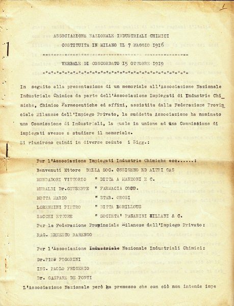 Associazione Nazionale Industriali Chimici costituita in Milano il 7 Maggio …