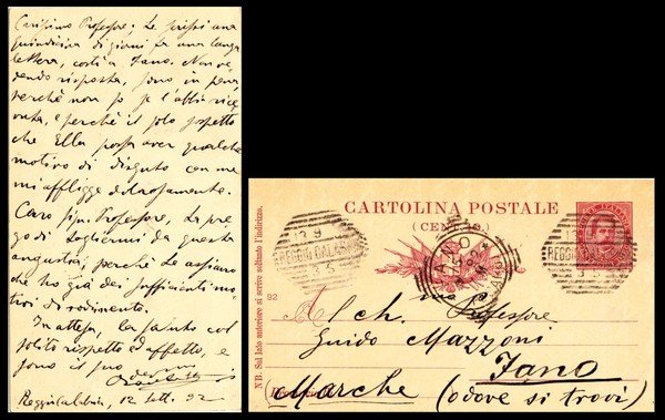 Corrado Zacchetti. Storico, scrittore e saggista. Intero postale manoscritto e …