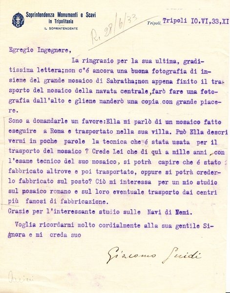 Giacomo Guidi. (Roma 1884 - Tripoli 1936). Professore universitario, archeologo …