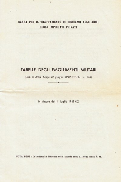 Cassa per il trattamento di richiamo alle armi degli impiegati …