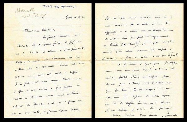 Marcello Del Piazzo. Storico e studioso di araldica. 2 lettere …
