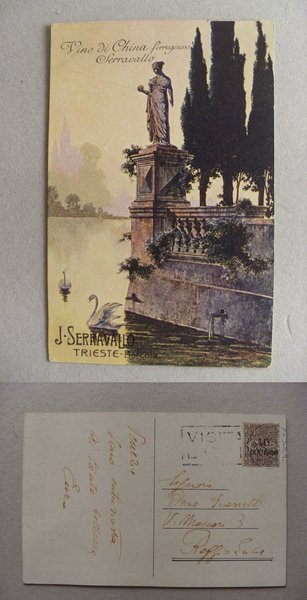 Cartolina / postcard Vino di China ferruginoso SERRAVALLO. Trieste - …