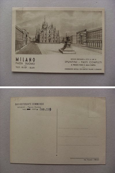 Cartolina / postcard MILANO - Piazza Duomo. Bar Ristorante Commercio