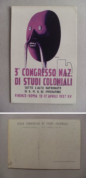Cartolina / postcard 3°Congresso Nazionale di Studi Coloniali Firenze - …