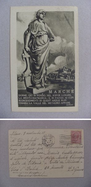 Cartolina Regione MARCHE (Marradi) Ediz.G.Z.V. Serie "Regioni Italiche" 1918