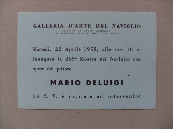 Cartolina / invito Mostra MARIO DELUIGI. Galleria d´Arte del Naviglio …