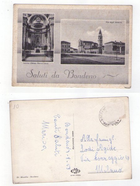 Cartolina / postcard Saluti da Bondeno (Mantova) 1958