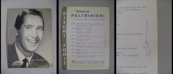 Cartolina / postcard VITTORIO PALTRINIERI con autografo. Dischi FONIT Fonodisco …