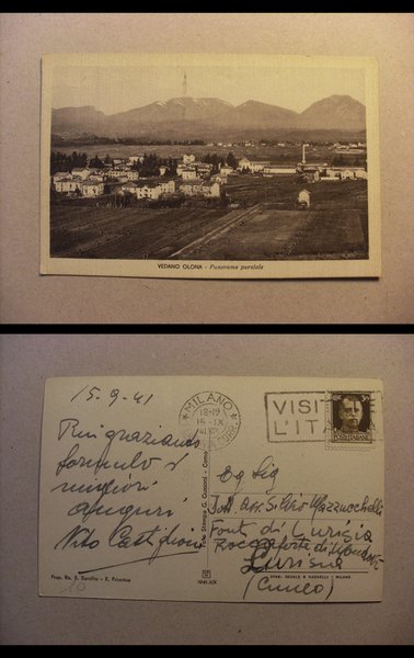 Cartolina VEDANO OLONA (Varese) - Panorama parziale. 1941