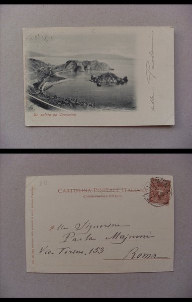 Cartolina Un Saluto da TAORMINA (Messina) 1900