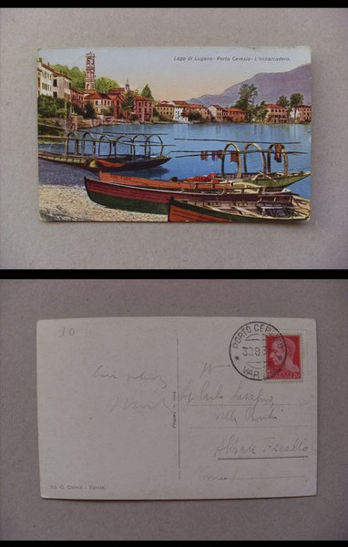 Cartolina Lago di LUGANO - Porto CERESIO. L´imbarcadero. 1935