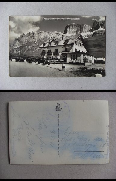 Cartolina / postcard Passo Pordoi (Belluno) Albergo Maria 1931 (auto)