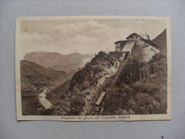 Cartolina / postcard Virglbahn bei Bozen (Bolzano) mit Eisacktal, Südtirol