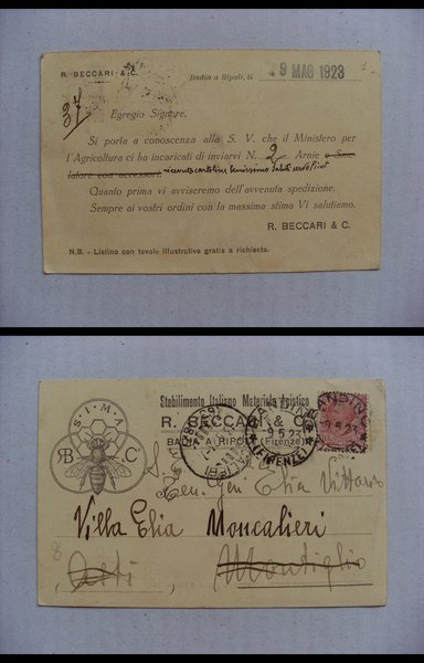 Cartolina / postcard / invio R. BECCARI (Stabilimento Italiano Materiale …