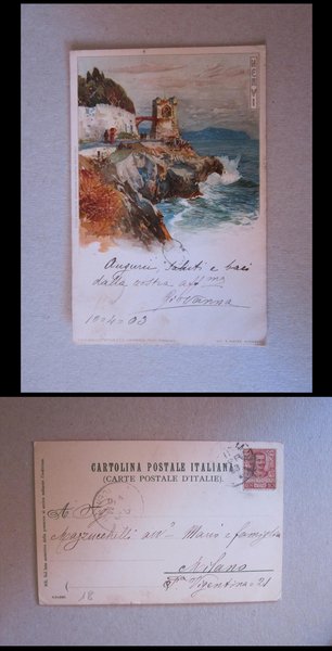 Cartolina illustrata NERVI (Genova) 1903