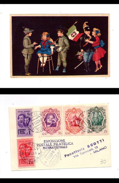 Cartolina / postcard Esposizione Postale Filatelica Internazionale 1946 (Panetteria Scotti …