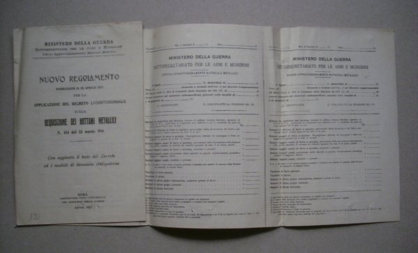 Nuovo Regolamento per la Requisizione dei Rottami Metallici MINISTERO DELLA …