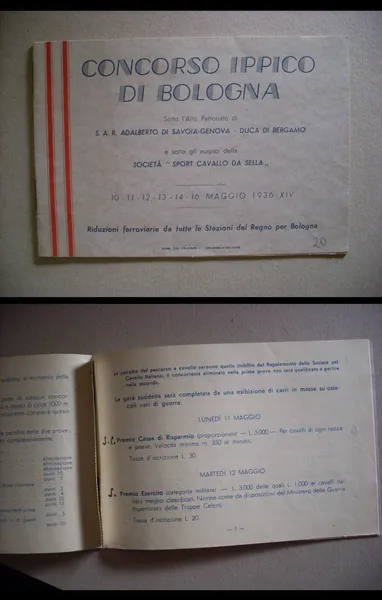 Depliant / programma Concorso Ippico di BOLOGNA (Adalberto di Savoia …