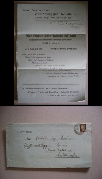 Invito / Programma Primo Concorso Ippico Nazionale dell'Acquila 1935