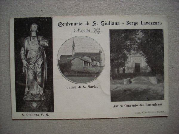 Cartolina / postcard Centenario di S. Giuliana - Borgolavezzaro / …