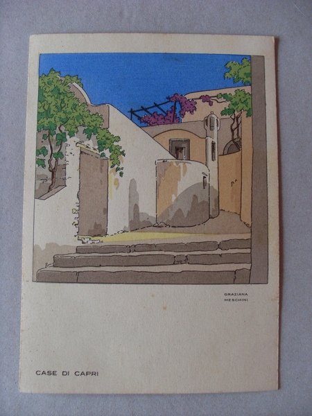 Cartolina / postcard "Case di Capri" illustratrice Graziana Meschini, "Ars …