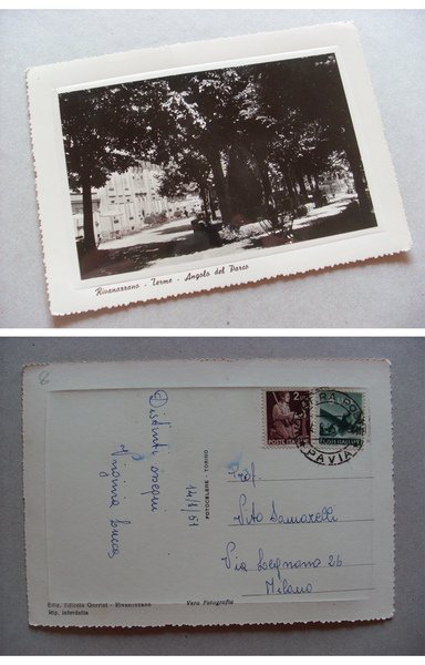 Cartolina / postcard Rivanazzano Terme (Pavia) Angolo del Parco. 1951