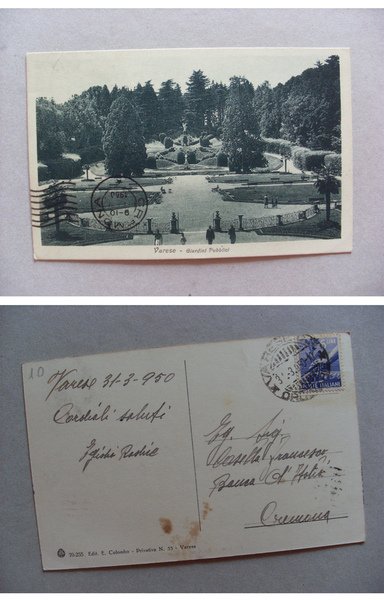 Cartolina / postcard VARESE - Giardini Pubblici. 1950