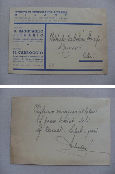 Cartolina Istituto di Propaganda Libraria MILANO (Il ragguaglio Librario - …