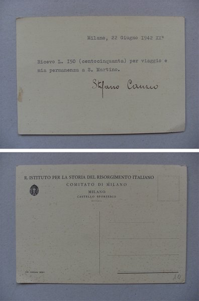 Cartolina invio "R. Istituto per la storia del Risorgimento Italiano …