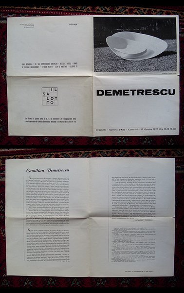 Invito / manifesto DEMETRESCU. Febbraio 1970. La Galleria Il Salotto …