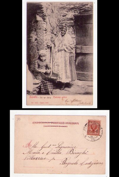 Cartolina / postcard RAPALLO - Costume antico. 1903