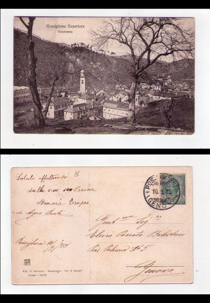 Cartolina / postcard Rossiglione Superiore (Genova) Panorama. 1915