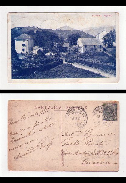 Cartolina / postcard Serra Riccò (Genova) 1921