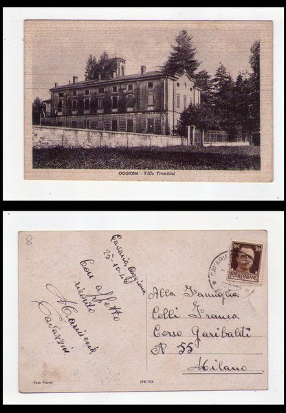 Cartolina / postcard Oggiona (Varese) Villa Trombini. Anni'40