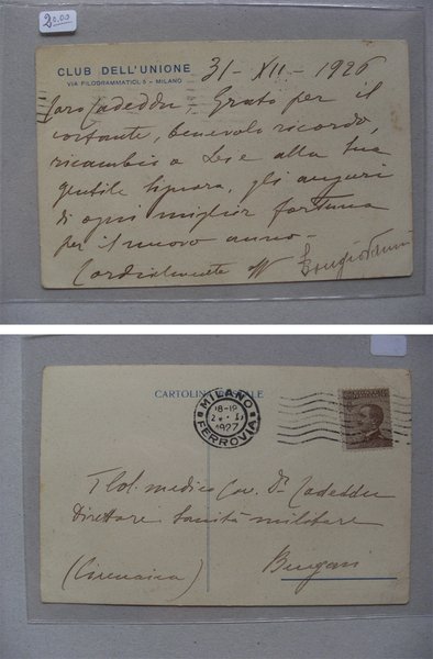 Cartolina manoscritta e firmata LUIGI BONGIOVANNI (Governatore Cirenaica) - Club …