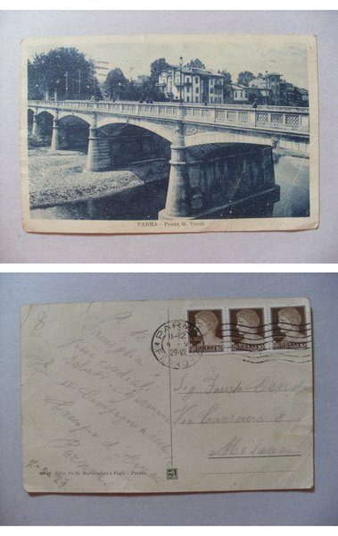 Cartolina / postcard PARMA - Ponte Giuseppe Verdi. 1929