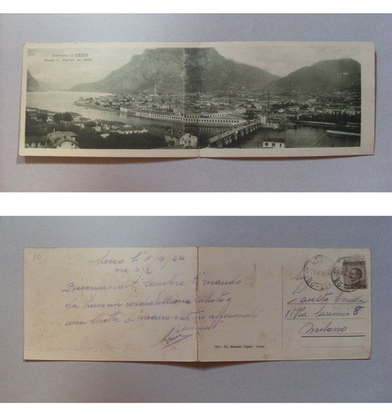 Cartolina / postcard doppia Panorama LECCO - Monte San Martino. …