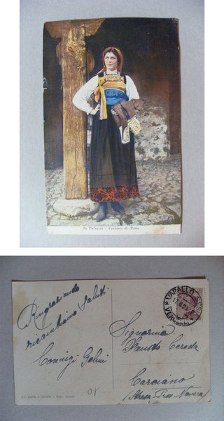 Cartolina / postcard In Valsesia - Costume di Rima. 1929