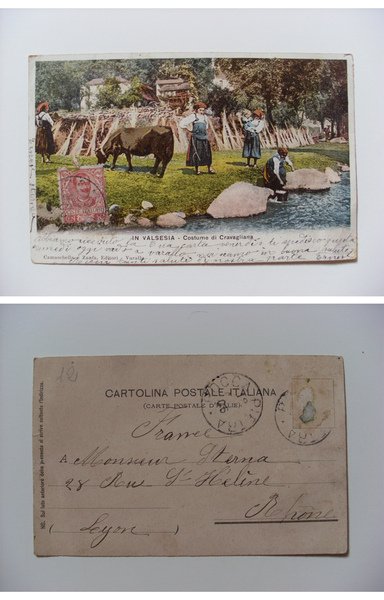 Cartolina / postcard IN VALSESIA - Costume di Cravagliana. Primi'900